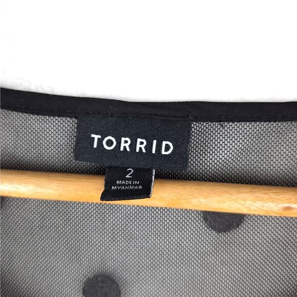 Torrid Top Womens 2X Sheer Mesh Fairy Goth Grunge Witchy Polka Dot Whimsygoth - Picture 2 of 7